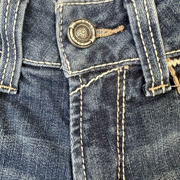 Ariat Real MR Denim Jeans Size 28S Short Low Mid Rise Bootcut Entwined Stretch - Picture 7 of 14